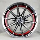 RIN 15X8 4-100/114.3 R1 SPORT DX754 BLACK MACHINE FACE RED UNDERCUT* ET0 CB73.1 
