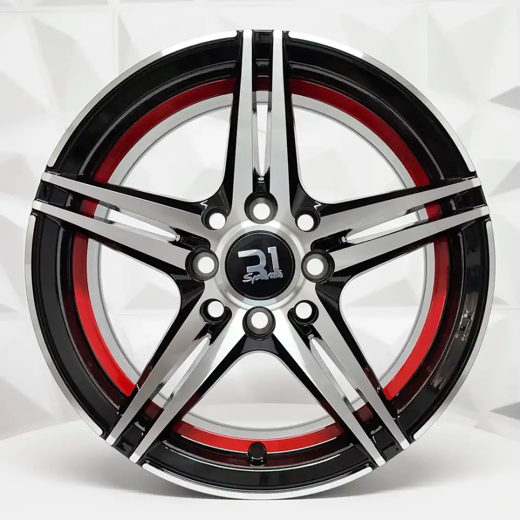 RIN 14X6 4-100/114.3 R1 SPORT 5236 BLACK MACHINE FACE RED LINE ET25 CB73.1
