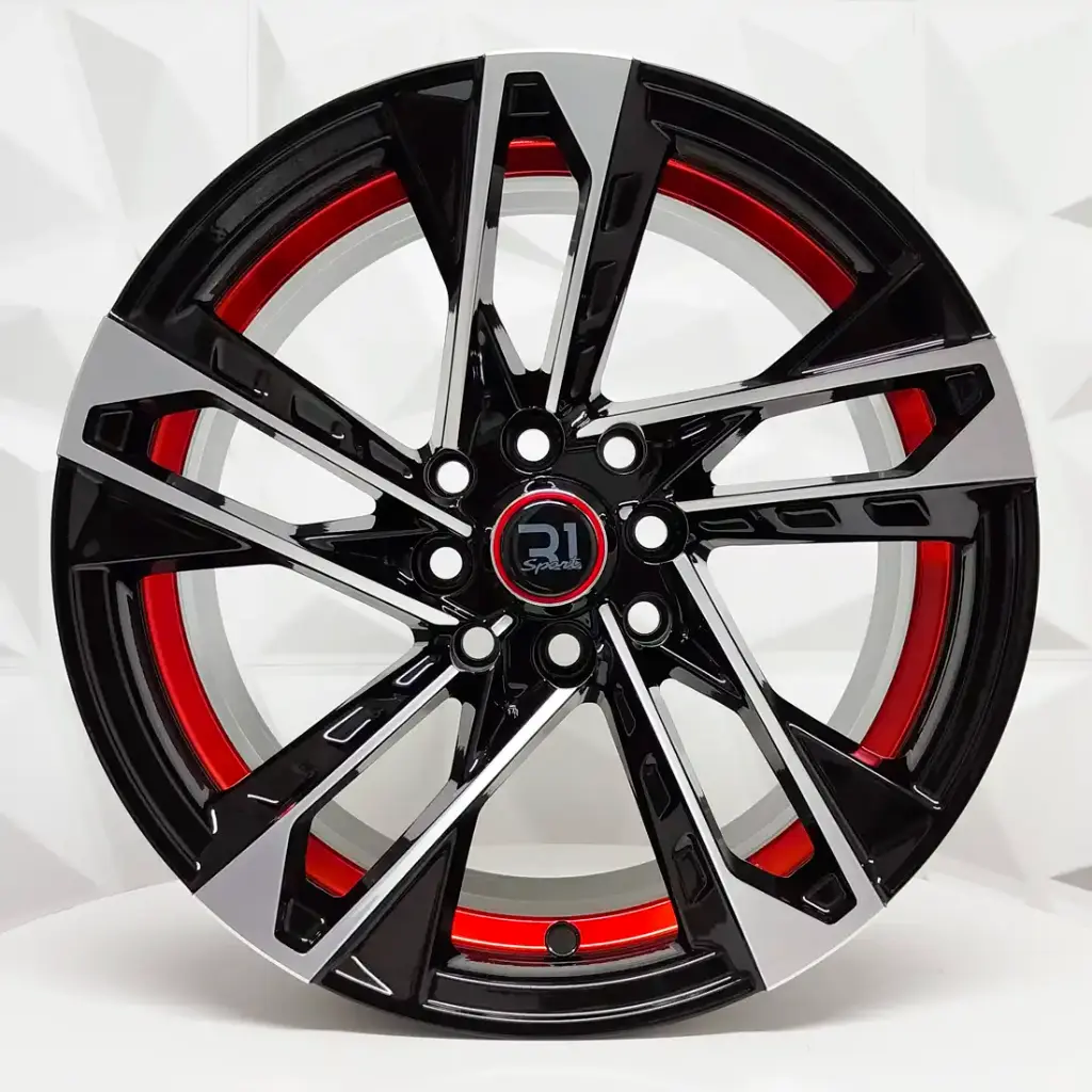 RIN 15X7.5 4-100/114.3 R1 SPORT JCW39/MG02 BLACK MACHINE FACE RED UNDERCUT ET10 CB73.1