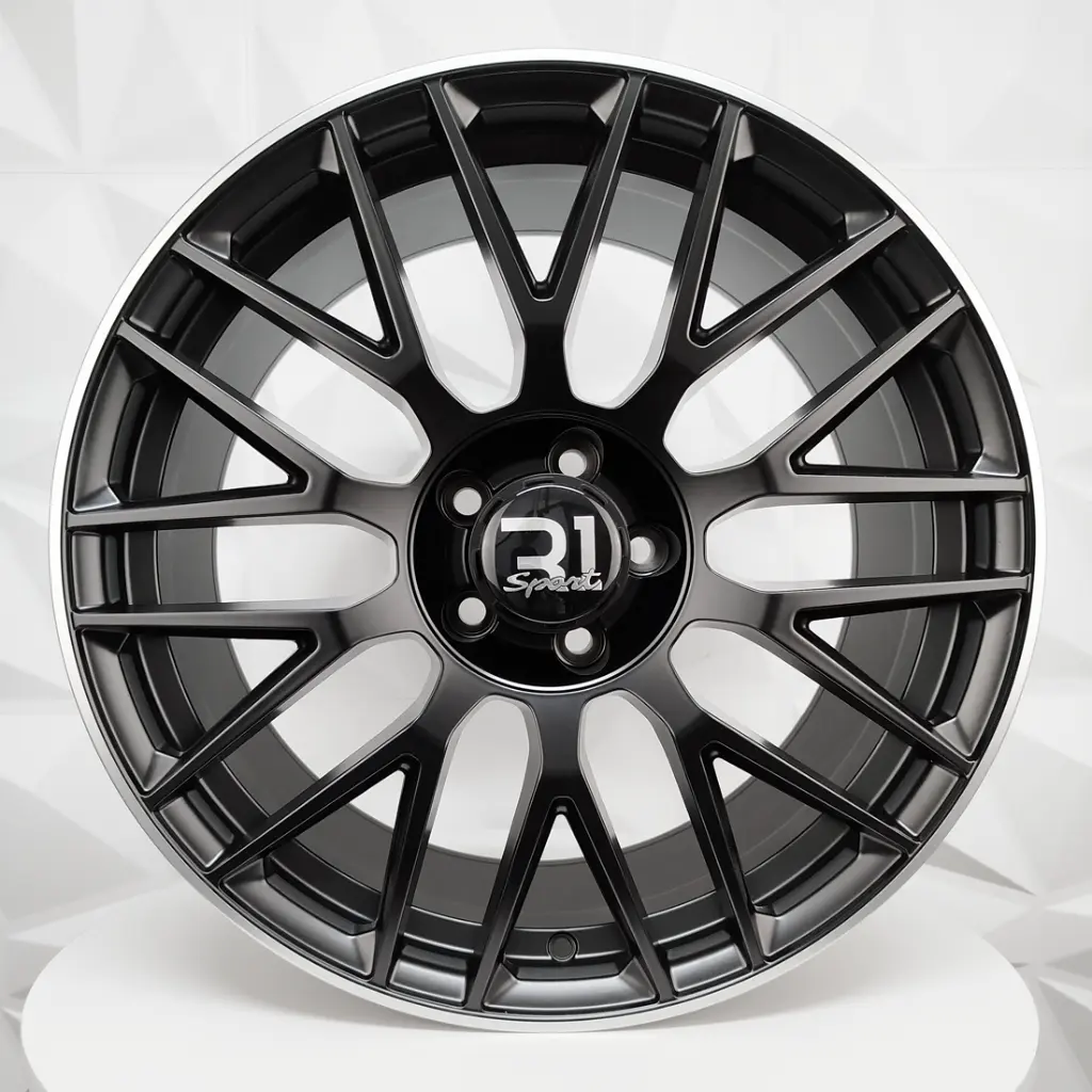 RIN 20X9.5 5-112 R1 SPORT H932F MATTE BLACK MACHINE LIP ET43 CB66.56